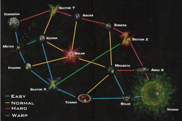 Mapa de rutas Star Fox 64